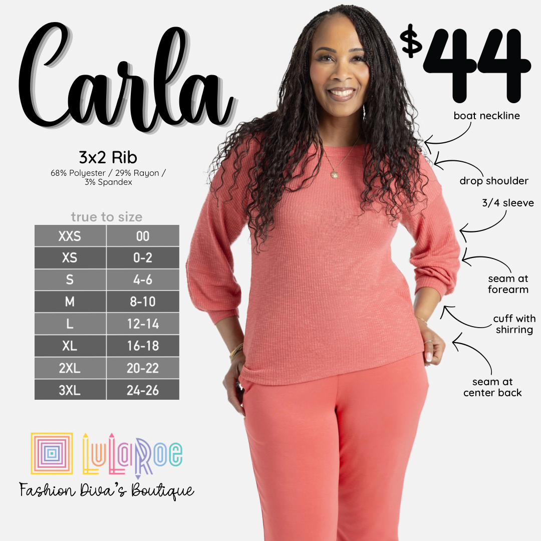 Carla 3/4 Seamed Top